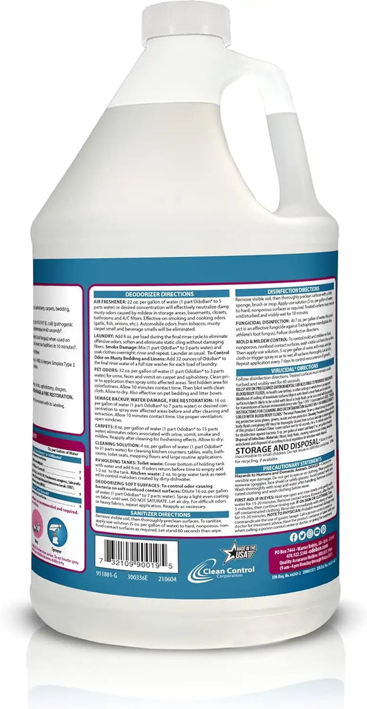 OdoBan Disinfectant Concentrate and Odor Eliminator, Made in the USA, Cotton Breeze Scent, 2 Gallons