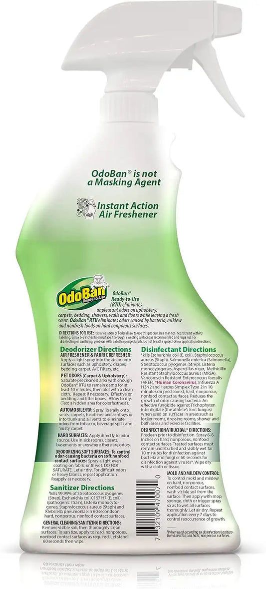 OdoBan Ready-to-Use Disinfectant and Odor Eliminator, Set of 3 Spray Bottles, Made in the USA, Original Eucalyptus and Lavender Scents, 32 Ounces Each