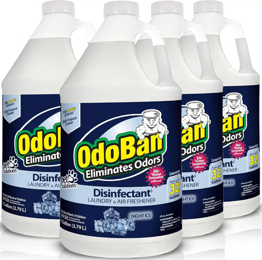 OdoBan Disinfectant Concentrate and Odor Eliminator, Made in the USA, Night Ice Scent, 4 Gallons