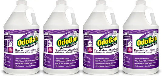 OdoBan Professional Disinfectant and Odor Eliminator Concentrate, Made in the USA, Lavender Scent, 4-Pack, 1 Gallon Each
