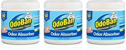 OdoBan Solid Odor Absorber Eliminator for Home and Small Spaces, Fresh Linen Scent, 14 Ounces Each, 3-Pack