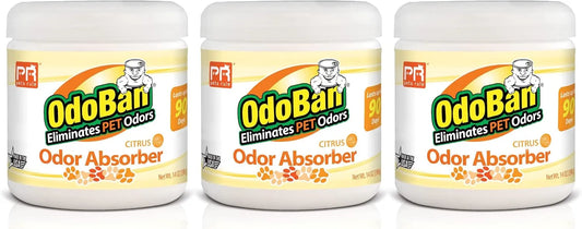 Pets Rule OdoBan Solid Odor Absorber Air Freshener, 3-Pack, 14 Ounce Jar Each, Citrus Scent