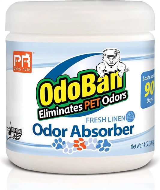 Pets Rule OdoBan Solid Odor Absorber Air Freshener, 14 Ounce Jar, Fresh Linen Scent
