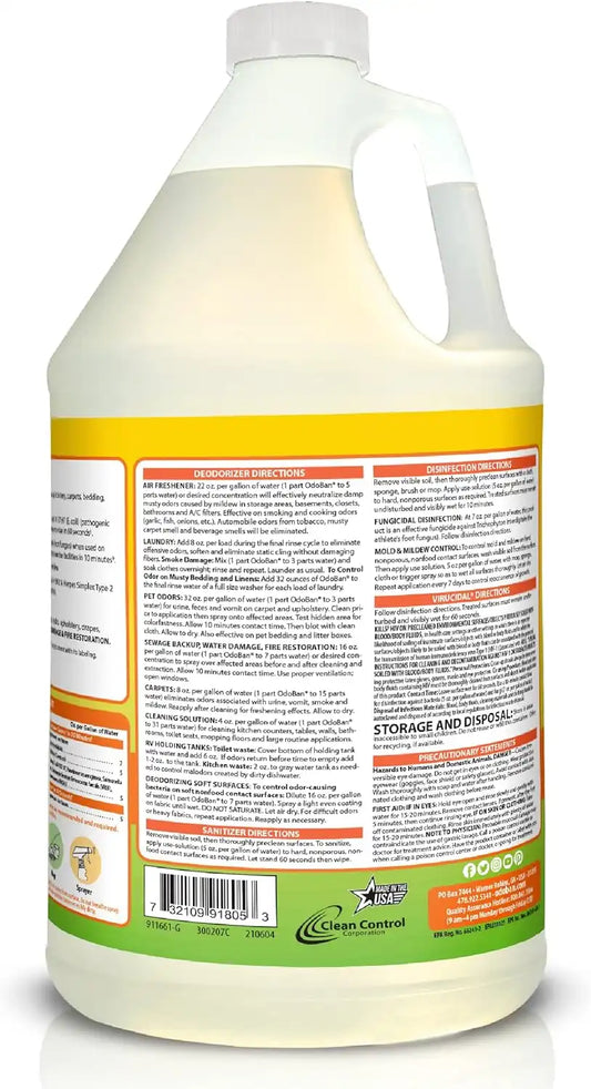 OdoBan Disinfectant Concentrate and Odor Eliminator, 2 Gallons, Citrus Scent