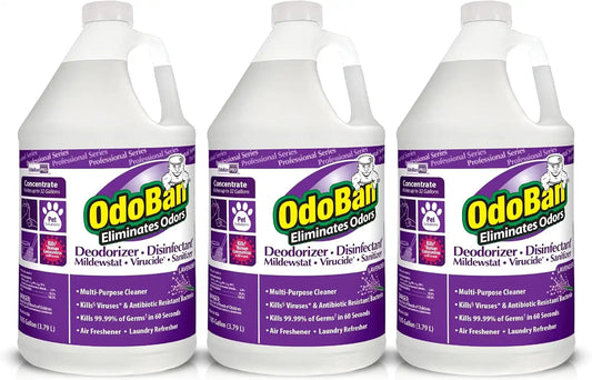 OdoBan Professional Disinfectant and Odor Eliminator Concentrate, 3-Pack, 1 Gallon Each, Lavender Scent