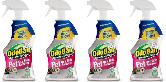 OdoBan Pet Solutions Oxy Stain Remover, Pet Stain Eliminator, Made in the USA, 4-Pack, 32 Ounce Spray Each