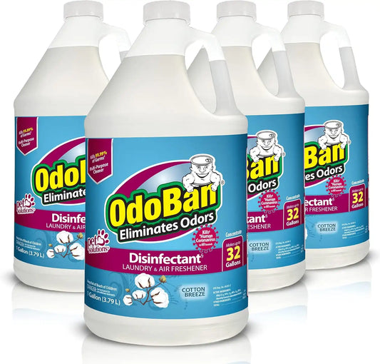 OdoBan Disinfectant Concentrate and Odor Eliminator, Made in the USA, Cotton Breeze Scent, 4 Gallons