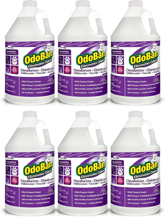 OdoBan Professional Disinfectant and smell Eliminator Concentrate, 6-Pack, 1 Gallon Each, Lavender Scent